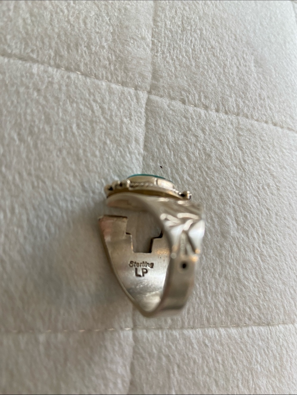 Native American Sterling Silver Inlay Ring - Picture 6 of 6